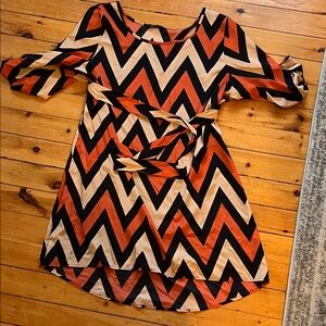 Fashion to Figure High Low Chevron Dress in Orange and Black